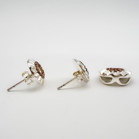 Sterling Silver Orange Crystal Earrings and Pendant Set Vintage 90s 925 - Picture 11 of 12